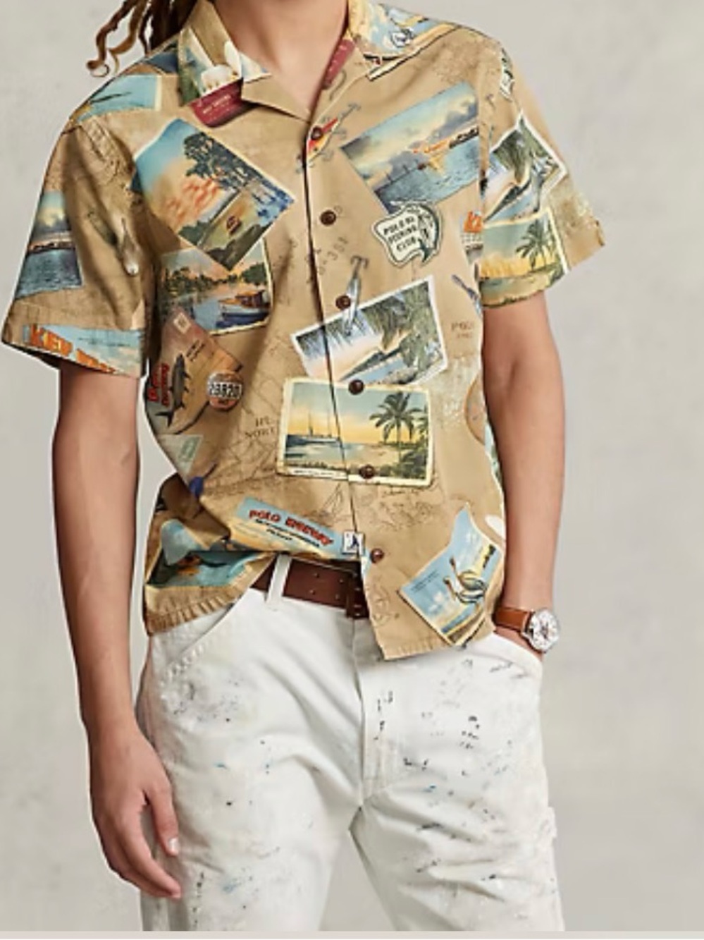 NWT Polo Ralph Lauren Classic Fit Postcard-Print Chino Shirt Small Retail $148
